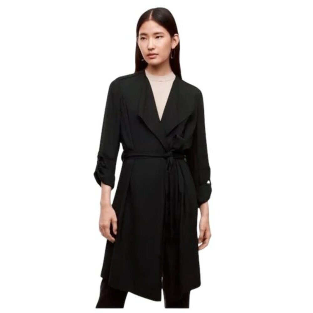 Aritzia Babaton Black Quincey Flowy Belted Blazer Jacket Size Small Careerwear